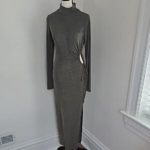 12th Tribe Gray Brown Long Sleeve Cutout Maxi Dress Size M